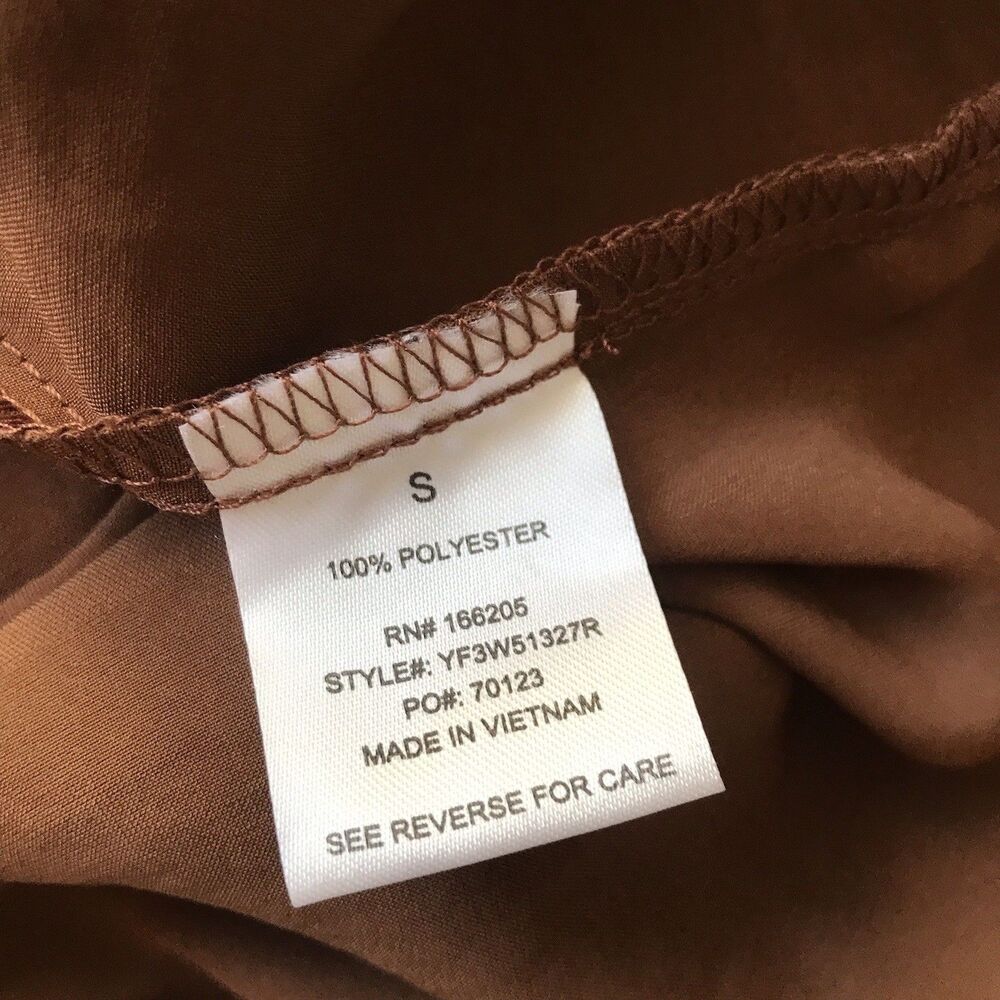 NWT Lucky Brand Long Sleeve Satin Shirtdress Pecan Pie Brown Tie Belt Dress SZ S - Picture 6 of 12